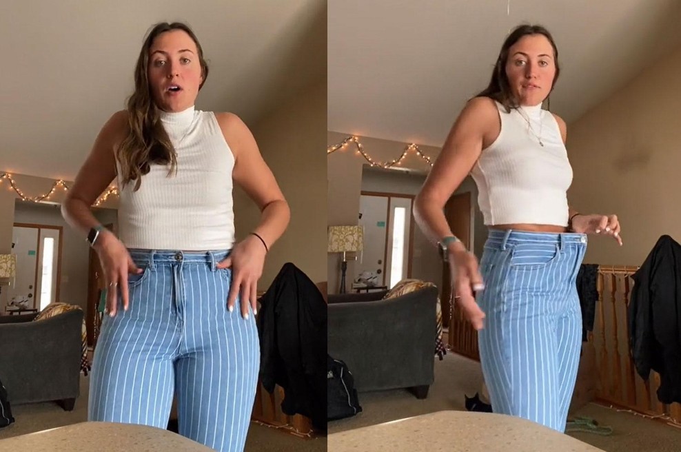 So vam kavbojke pretesne? Preizkusite ta babičin trik! Spet se vam bodo prilegale kot ulite (foto: Posnetek zaslona | TikTok Lily Schoknecht)