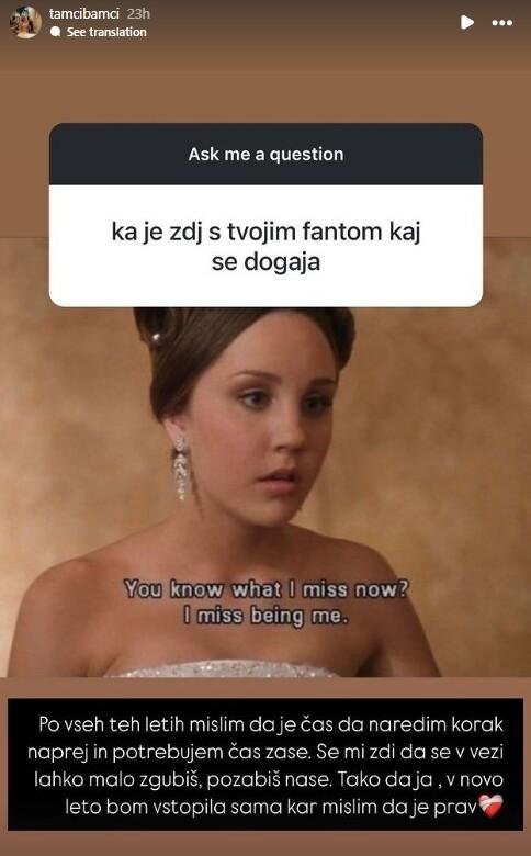 Tamara je razkrila, da se je razšla s partnerjem.