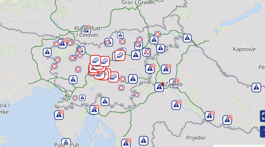 Prometne informacije: prehitevalni pasovi zaprti, zamude do 50 minut (foto: Promet.si)