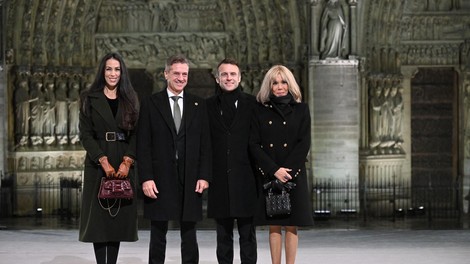 Tina Gaber, Robert Golob, Emmanuel Macron