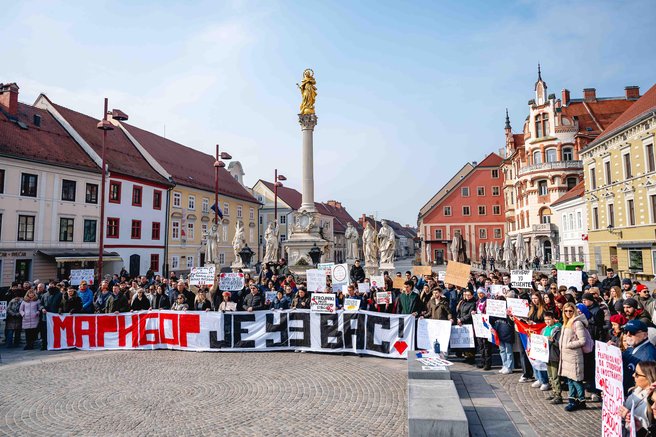 Maribor protest protestniki podpora srbski studentje