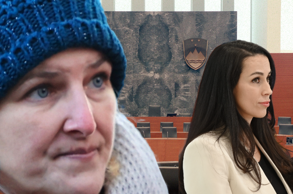 Kaj počne Saša Petek v slovenskem parlamentu? Tja jo je povabila Tina Gaber (foto: Bobo/fotomontaža)