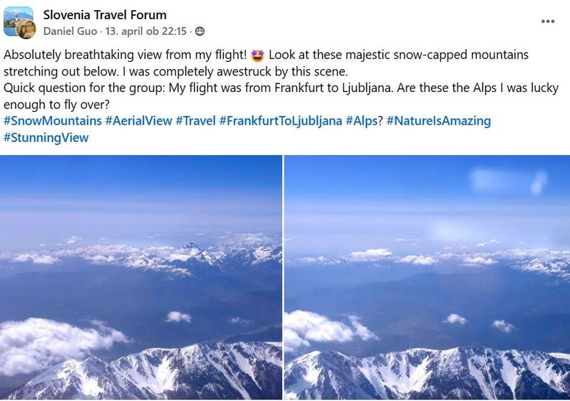 Slovenia Travel Forum objava polet gore