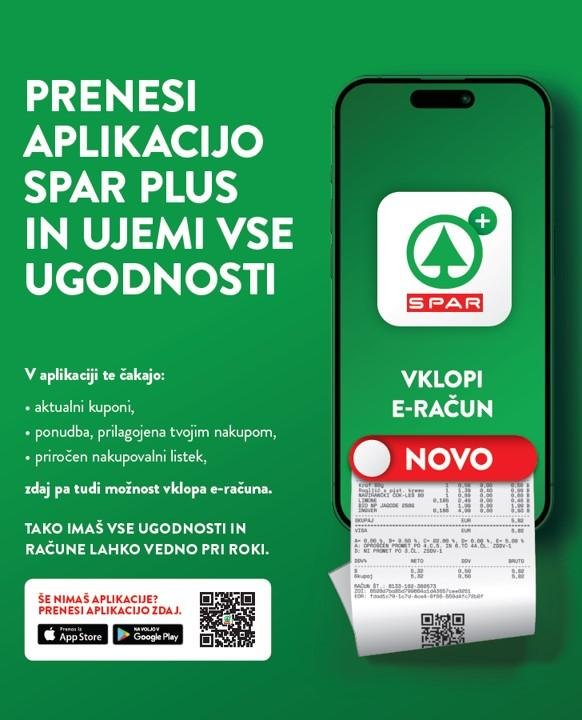 aplikacija Spar plus slovenija digitalni račun