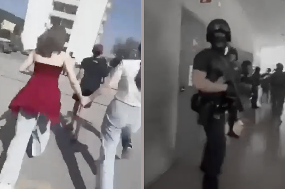 Pretresljivi posnetki streljanja na avstrijski gimnaziji: napadalec v desetih sekundah ustrelil kar desetkrat (VIDEO) (foto: omrežje X)