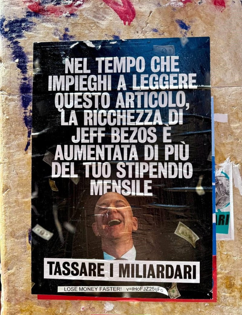 Benetke Jeff Bezos protest plakat