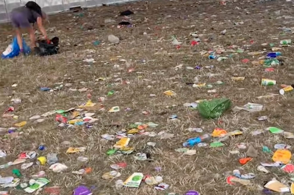 Za obiskovalci festivala ostale gore smeti: ob pogledu na prizore razdejanja se obrne želodec (foto: TikTok/glastoglamma/posnetek zaslona)