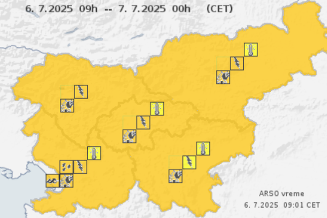 Slovenijo bodo kmalu zajele padavine z neurji: možni močni vetrovni sunki in toča
