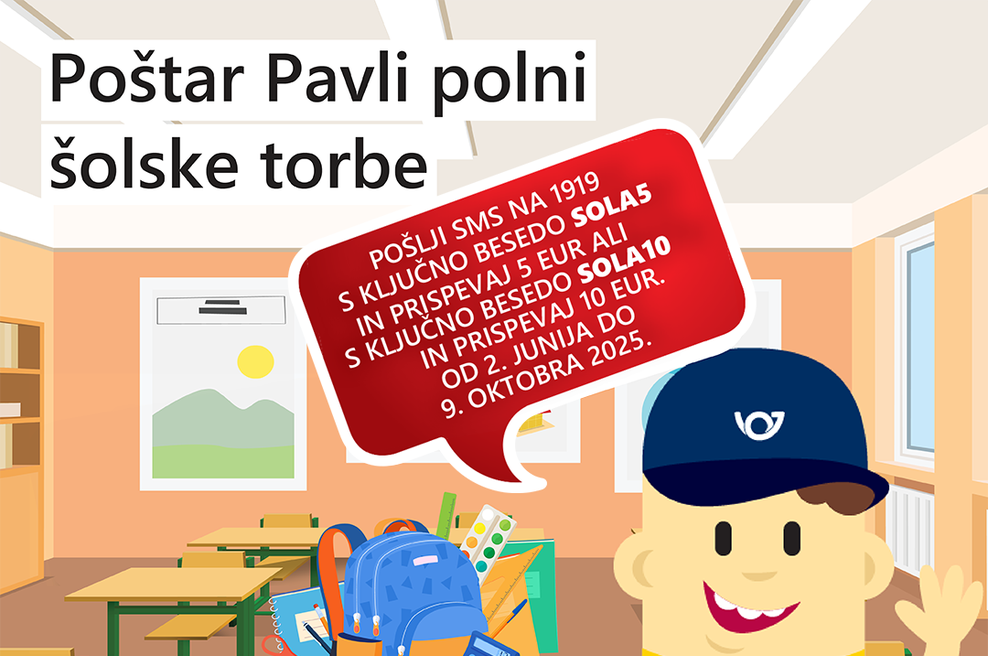 Poštar Pavli polni šolske torbe (foto: promocijska fotografija)