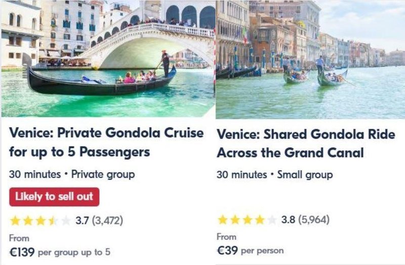 Benetke gondola gondole turisti
