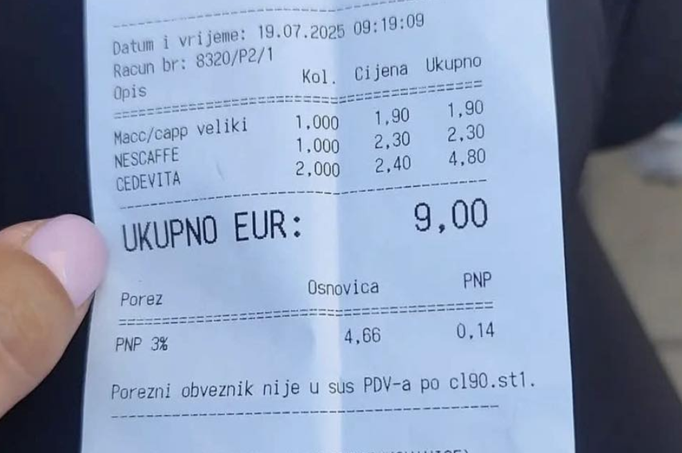 Račun iz lokala na Cresu razdelil Hrvate: v oči je zbodla predvsem ena podrobnost (foto: Facebook/Fiuman.hr)