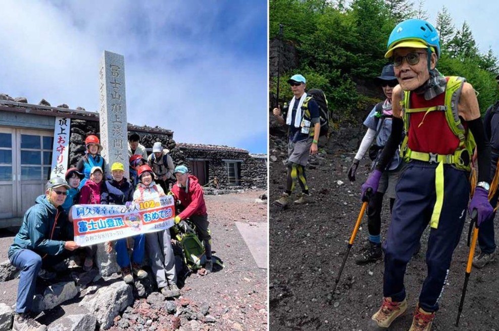 Leta niso ovira: 102-letni Japonec se je odpravil na 3776 metrov visoko goro in postavil rekord (FOTO) (foto: X/vidasimp)