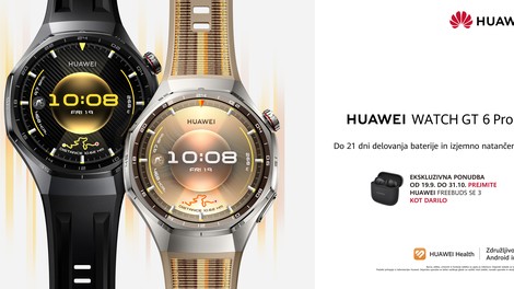 NOVO tudi pri nas. Ob nakupu pametne ure serije Huawei Watch GT 6 prejmete darilo!