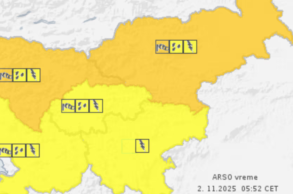 Kaj nas čaka ponoči? To je razlog, da je Arso izdal oranžno vremensko opozorilo (foto: Arso.si)