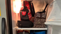 Hladilnik je popolnoma natrpan s termo torbami.