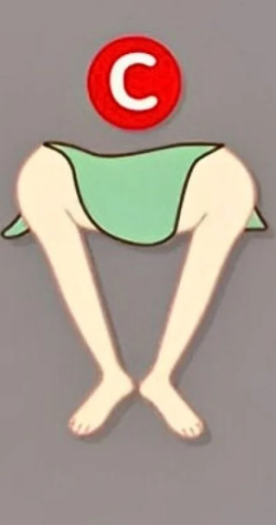 C Tak položaj izraža samozavest. Če pogosto sedite z nogami močno narazen, to lahko kaže na to, da ste samozavestni …