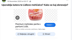 Objava, v kateri je uporabnica poizvedovala o mehčalcih.