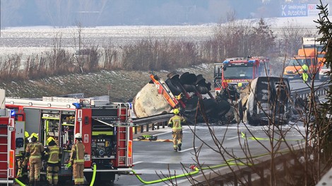 Huda prometna nesreča na štajerski avtocesti: na kraju nesreče izbruhnil obsežen požar (FOTO in VIDEO)