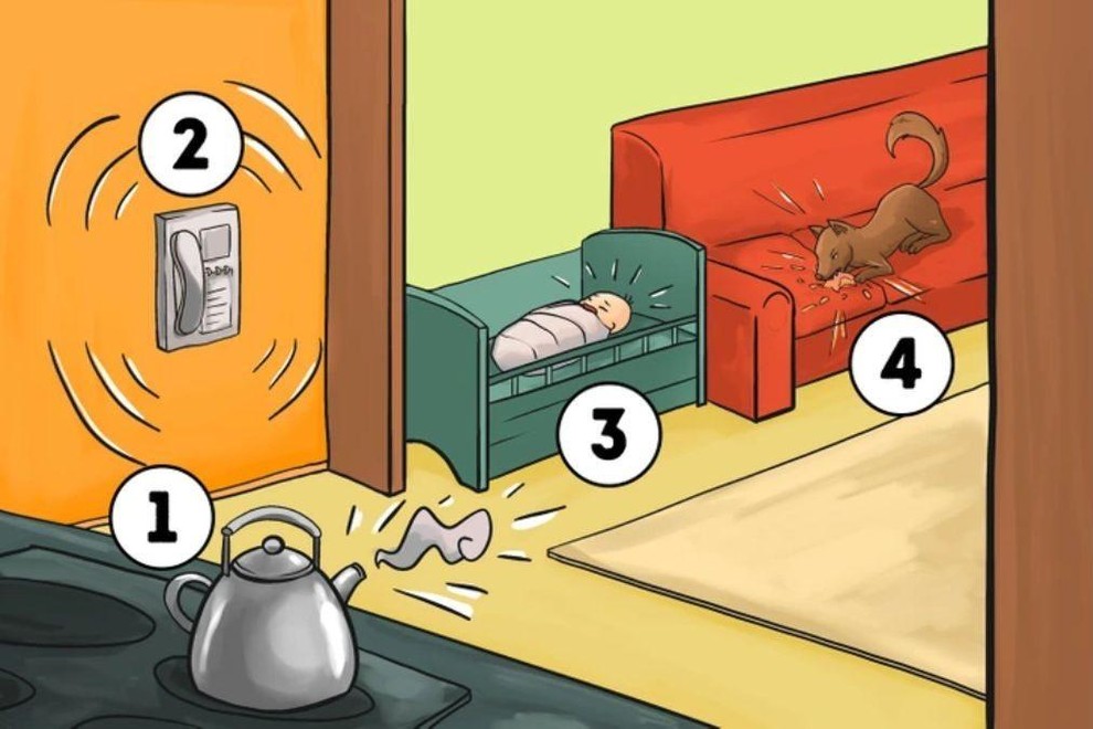 Dobro si oglejte prizor. Čajnik vre, telefon zvoni, dojenček joka, pes pa grize kavč. Zdaj pa se vprašajte: komu ali …