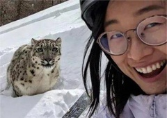 Sekunde do katastrofe: nič hudega sluteča mladenka tik pred napadom pozirala s snežnim leopardom