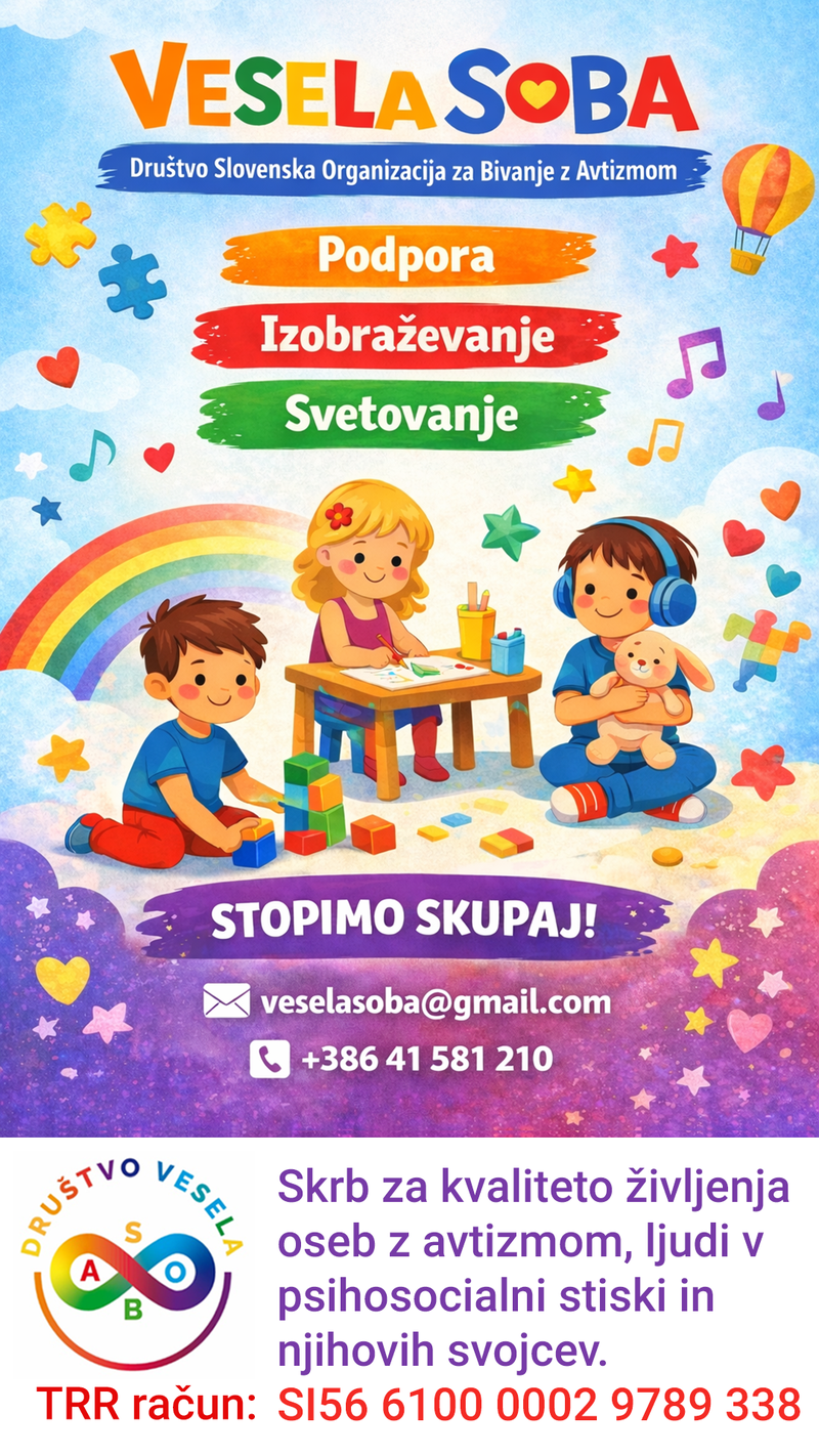 Društvo Vesela soba je varno zavetje, kjer avtizem in duševno zdravje najdeta razumevanje