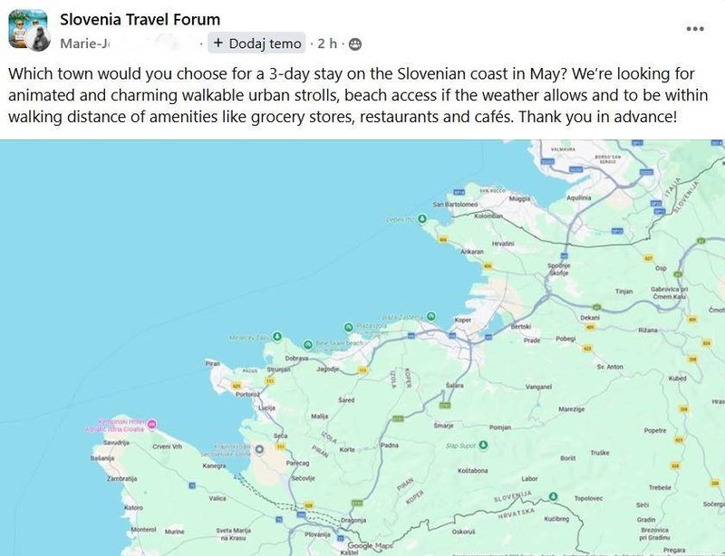 Slovenia Travel Forum objava turistka