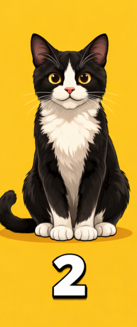 2 Črno-bela mačka Če ste izbrali drugo mačko, ste oseba z uravnoteženim in stabilnim značajem. Cenite red, jasnost in poštenost. …