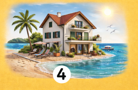 4 Hiša ob morju Če ste izbrali hišo tik ob morju, ste po naravi optimistični in čustveno odprti. Privlačijo vas …