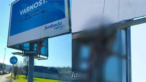 Nezaslišano dejanje na Vrhniki: na predvolilni plakat Svobode obesili živalski kadaver