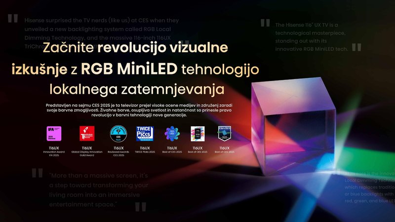 To je 116-palčni televizor Hisense, ki spreminja pravila domače zabave