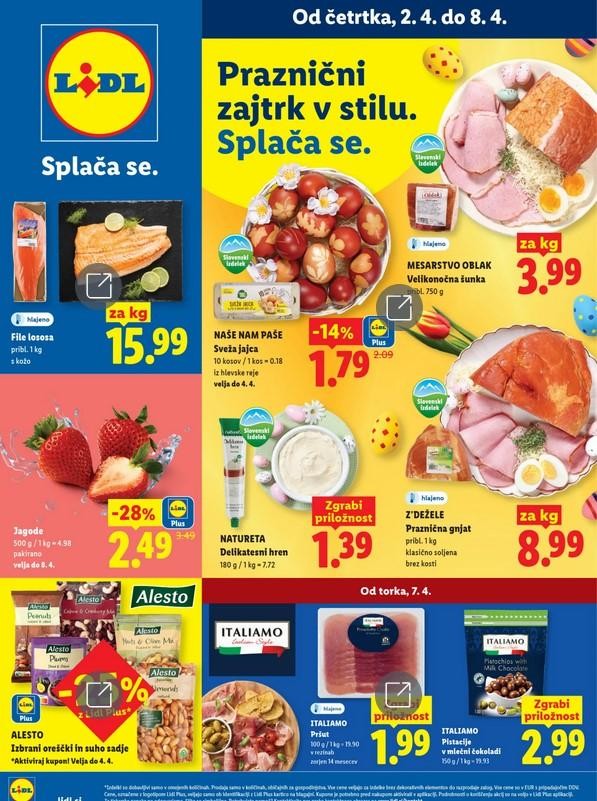 Tako od 2. aprila velja znižana cena za jajca znamke Naše nam paše - namesto za 2,09 evra jih zdaj …