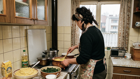 jugoslavija srbija stara jed polenta spinaca jajca sir mast kulinarika hrana