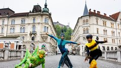 Cirque du Soleil cirkus akrobati Ljubljana Tromostovje