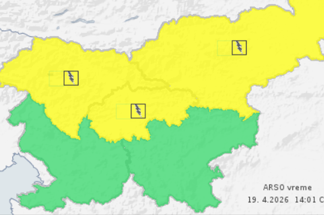 Arso izdal rumeno opozorilo: prihaja vremenska fronta, nevihte bodo zajele večji del države