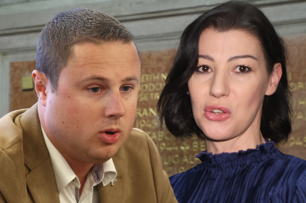 Dominika Švarc Pipan Žanu Mahniču pred nosom pomahala s kazenskim zakonikom in nakazala, da je morda storil kaznivo dejanje (foto: Borut Živulovič/Bobo/fotomontaža)