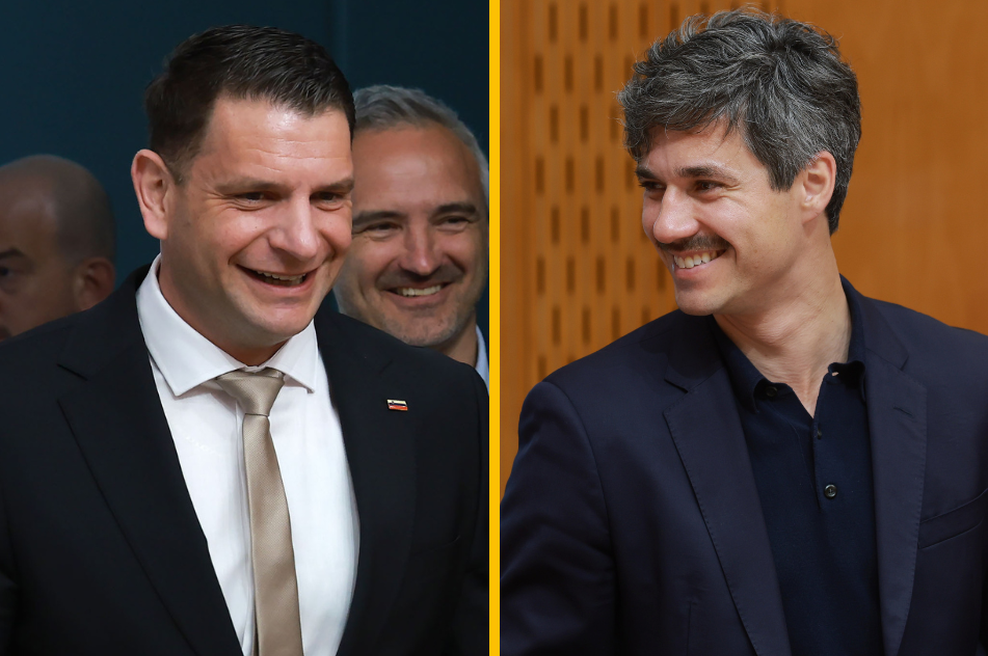 Luka Mesec in Zoran Stevanović sklenila dogovor: sokoordinator Levice to označil za pomembno zmago (foto: Borut Živulovič/Bobo/fotomontaža)