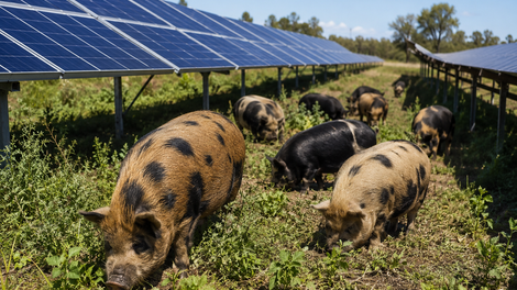 prašiči, solarna elektrarna