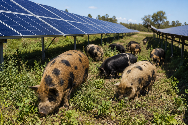 prašiči, solarna elektrarna