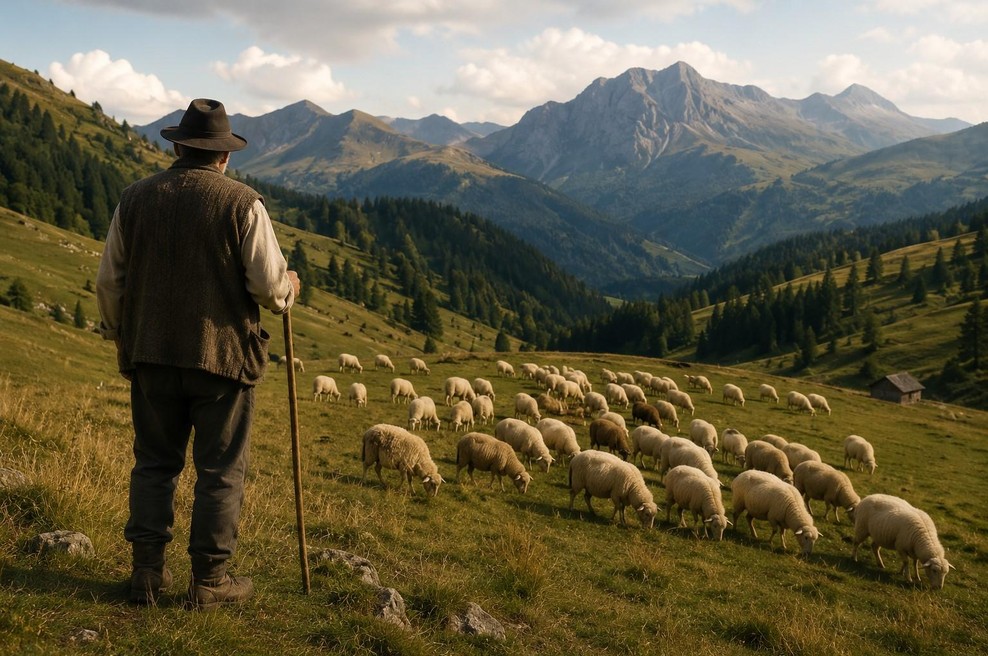 Pastir opazuje čredo (foto: AI/ChatGPT)