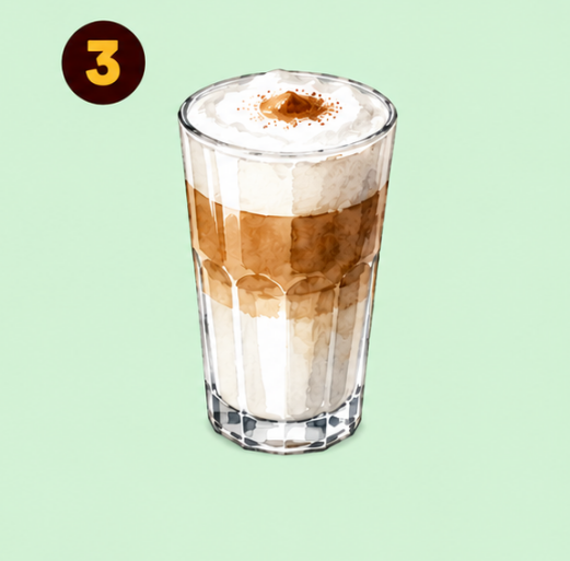 3. Latte Macchiato Če ste izbrali tretjo kavo, ste mirna in prijetna oseba, ki rada ustvarja harmonijo okoli sebe. Konflikti …