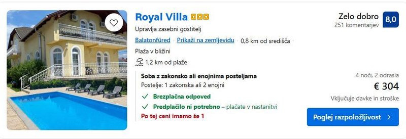 Booking Balatonfüred cene apartma