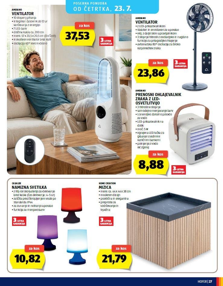 hofer letak ventilator ugodna cena ponudba julij poletje vrocina morje sopara