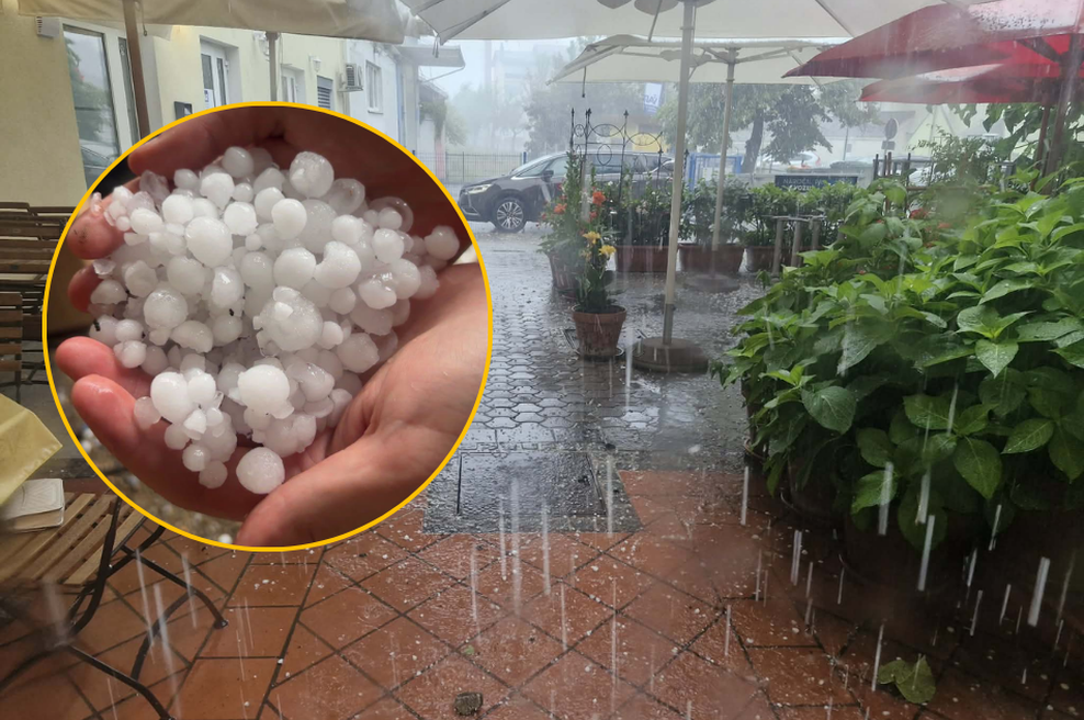 Mračne napovedi se uresničujejo: nebo prekrili temni oblaki, iz Pomurja poročajo o toči (foto: Uredništvo/Facebook/Neurje.si/fotomontaža)
