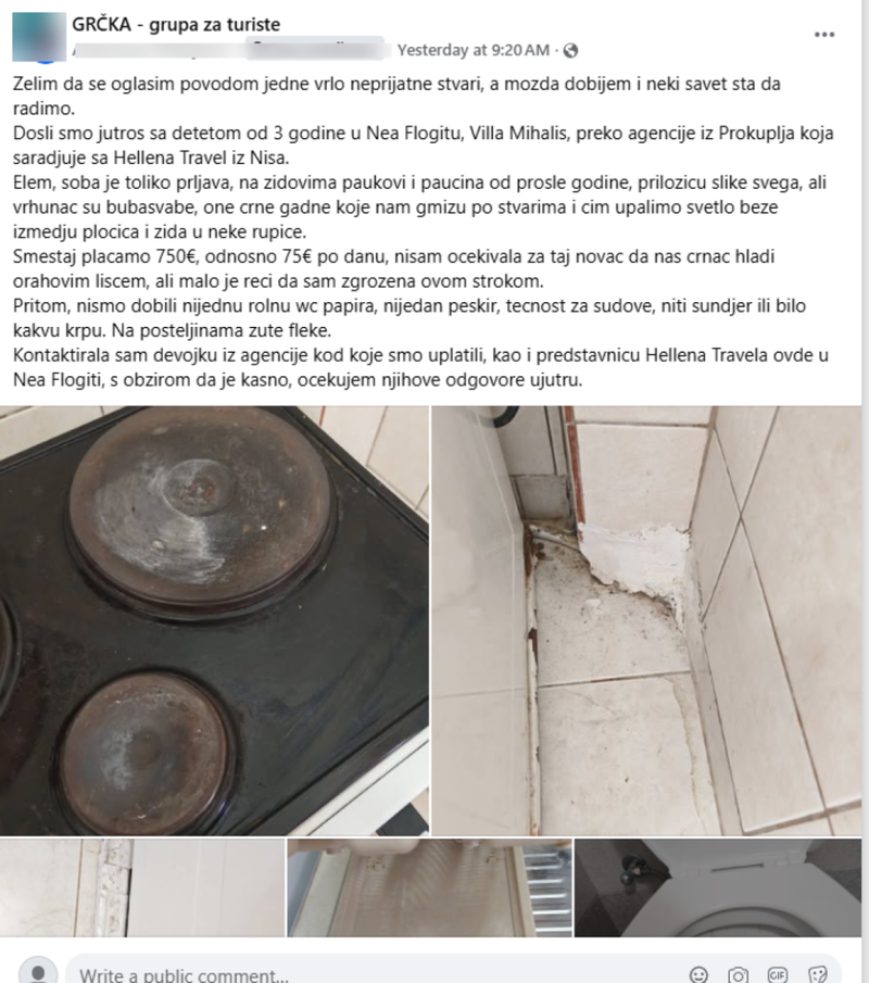 Turistka za apartma odštela 750 evrov, v sobi pa jo je pričakalo nekaj, kar ji je pokvarilo celoten dopust: "Zgrožena sem!"