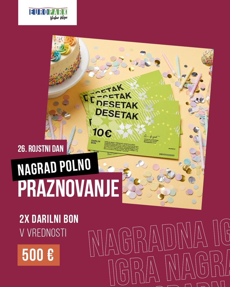 Europark ob 26. rojstnem dnevu pripravlja tri dni zabave za vse generacije