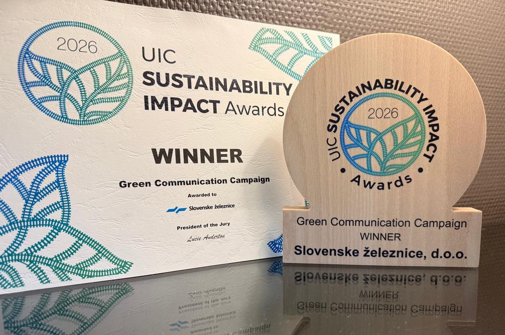 Slovenske železnice s sončnicami do prestižne svetovne nagrade UIC Sustainability Impact Award 2026 za najboljšo zeleno komunikacijsko kampanjo na svetu (foto: Slovenske železnice)