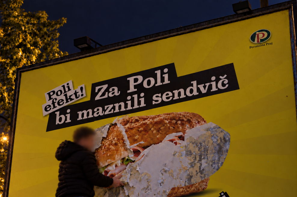 Primer Poli: Razkrit je tat sendvičev s plakatov! (foto: Perutnina Ptuj)