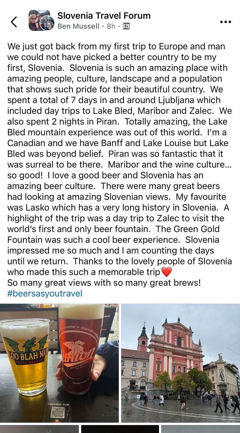 kanadski turist Slovenia Travel Forum objava