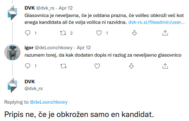 glasovnica in pripis