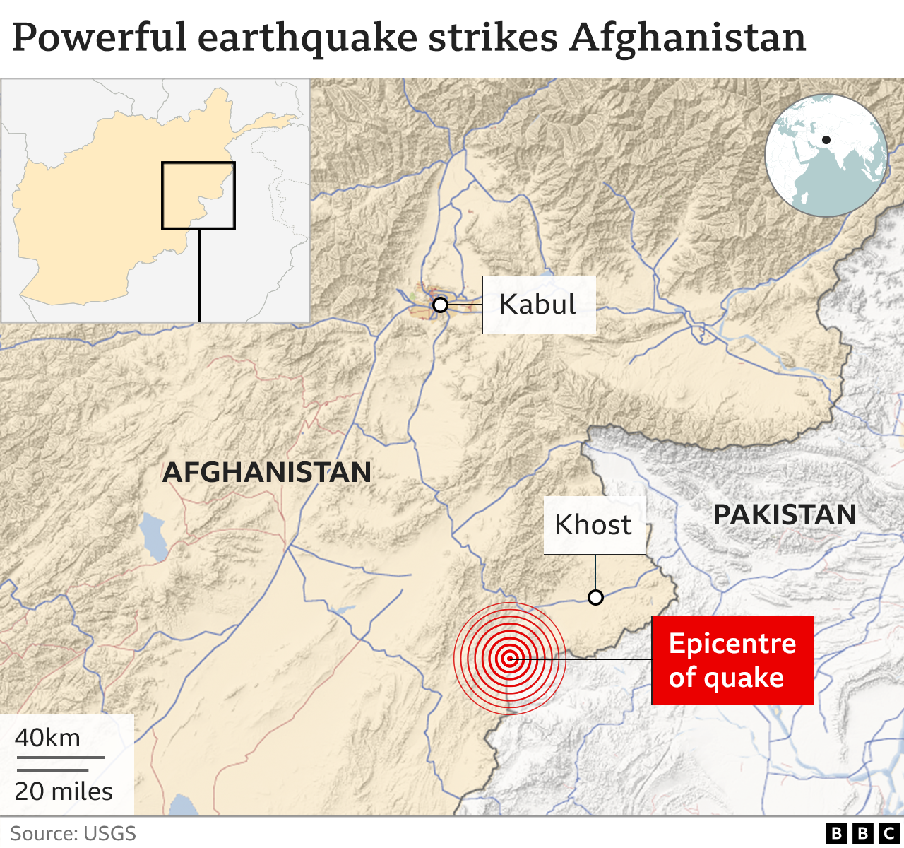 Epicenter potresa v Afganistanu.